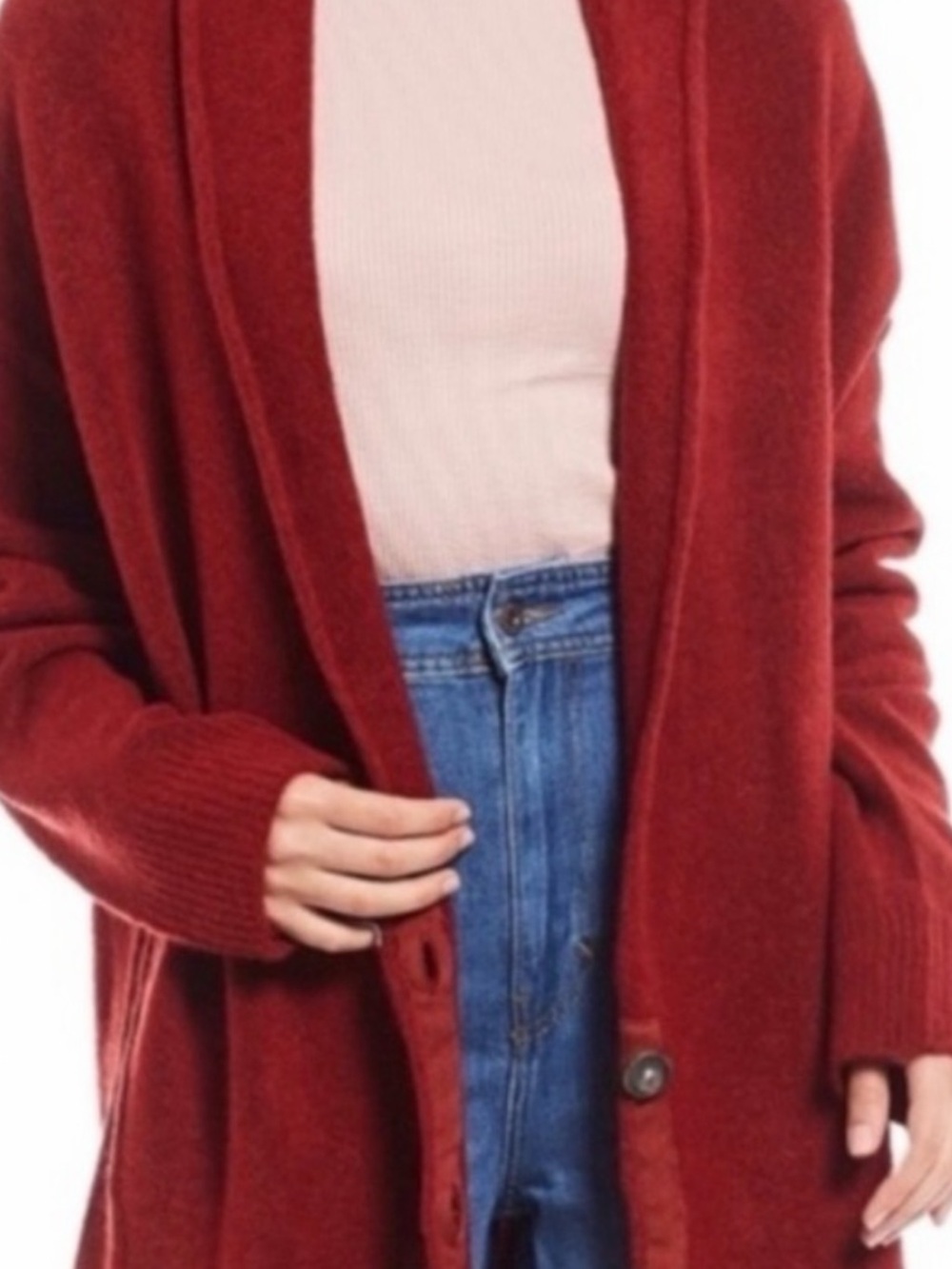 Free People eucalyptus Open-Front Long Cardigan in Rust